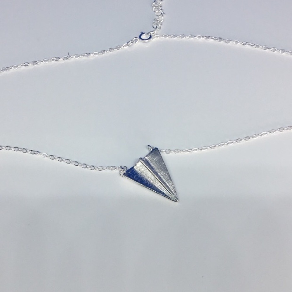 925 Paper Airplane Brushed Silver Earrings - Picture 5 of 5
